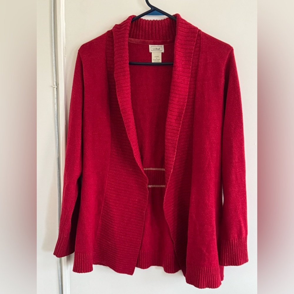 L.L. Bean Vibrant Red open front Cardigan Sweater size S